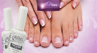 50% atlaide klasiskam aparāta pedikīram un manikīram ar Harmony Gelish lakas pārklājumu salonā „MD Stars”! Palutini sevi ar patīkamu procedūru!