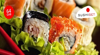 Проголодался? „SUSHISET” предлагает: комплект суши  (64 штуки) всего за 15.40 Ls!