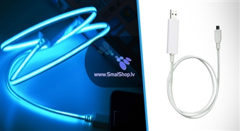 Интернет – магазин smalshop.lv предлагает: Micro USB кабель для зарядки мобильных телефонов с видимым EL (электро-люминесцентным) потоком с бесплатной доставкой по всей Латвии!