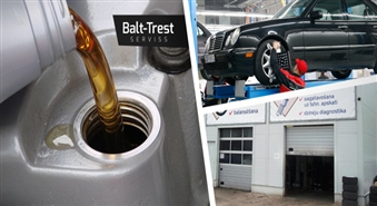 Замена масла в двигателе автомобиля в автосервисе „Balt-Trest” со скидкой 69% + бесплатная диагностика ходовой части автомобиля! Забота и уход за твоим авто!