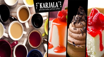 Bārs KARJALA Vecrīgā piedāvā: melnā vai baltā kafija VAI tēja + pannacota, šokolādes muss vai siera kūka tikai par 3.10 Eur!