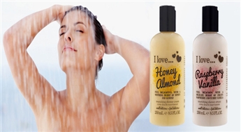 PIEDĀVĀJUMS MEITENĒM! Dušas želeja (250ml) pēc Jūsu izvēles VAI dušas želeja + ķermeņa losjons „I love...” (250 ml) ar 50% atlaidi!