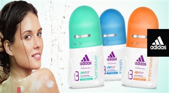 PIEGĀDE VISĀ LATVIJĀ! Sieviešu Adidas a/p rullītis – dezodorants pēc Jūsu izvēles ar 50% atlaidi! Svaiguma lādiņš visai dienai!