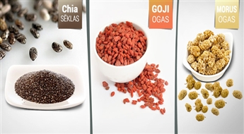 PIEGĀDE VISĀ LATVIJĀ! Godži ogas, Chia sēklas (500 g) VAI zīdkoka ogas (500 g) ar atlaidi līdz 56%!