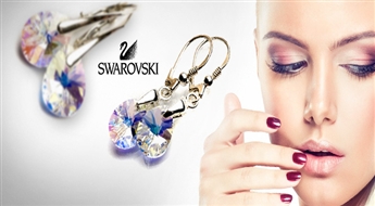 ДОСТАВКА ПО ВСЕЙ ЛАТВИИ! Незабываемый подарок! Серебряные сережки со Swarovski элементом со скидкой 50%!