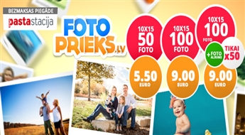 100 vai 50 fotogrāfiju izdruka 10x15 cm izmērā uz matēta vai glancēta papīra ar atlaidi līdz 48% un BEZMAKSAS PIEGĀDI VISĀ LATVIJĀ!