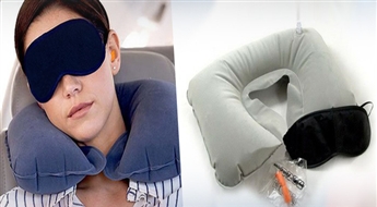 ДОСТАВКА ПО ВСЕЙ ЛАТВИИ! Комплект для крепкого сна! Надувная подушка, маска на глаза и затычки в уши от шума со скидкой 57%! Комфортно и практично!