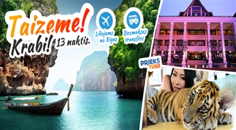 Jaunais gads Taizemē! Krabi - 13 naktis! Burvīgā Andamanu jūra +  Ciemošanās pie tīģeriem. Agrā rezervācija.