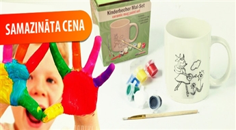 PIEGĀDE VISĀ LATVIJĀ!Kreatīva un oriģināla dāvana! Krāsojamā keramiskā krūze + 6 krāsas + otiņa tikai par 2.49 Eur!