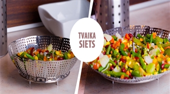 PIEGĀDE VISĀ LATVIJĀ! Lielisks piedāvājums visiem veselīga uztura piekritējiem-  nerūsējošā tērauda King Hoff tvaika groziņš - sietiņš dārzeņu tvaicēšanai!
