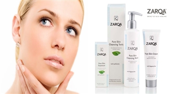 Профессиональный набор натуральной косметики ZARQA для молодежи (Pure Skin Cleansing Wash, Pure Skin Cleasing Tonic, Pure Skin Treatment, Pure Skin Cream) для проблематичной кожи со скидкой 50%!
