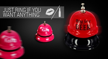 ДОСТАВКА ПО ВСЕЙ ЛАТВИИ! Настольный механический звонок Ring for a beer ИЛИ Ring for a kiss со скидкой 50%!