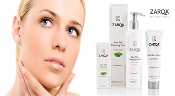 Profesionālās dabīgās kosmētikas komplekts (Pure Skin Cleansing Wash, Pure Skin Cleansing Tonic, Pure Skin Treatment, Pure Skin Cream) jauniešiem problemātiskajai ādai no ZARQA ar 50% atlaidi!