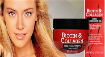 PIEGĀDE VISĀ LATVIJĀ! JAUNUMS! Biotin&Collagen Hair Treatment oil  matu eļļiņa matiem 50 ml VAI Biotin&Collagen Deep Condioning matu maska biezākiem matiem 300 ml ar atlaidi!