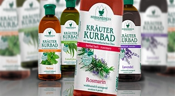 PIEGĀDE VISĀ LATVIJĀ! Zāļu balzāmi-putas vannai "HERBAMEDICUS" (500 ml) ar naturālu Lavandas, Melisas, Eikalipta un Rozmarīna ekstraktu: Vannas procedūru baudīšanai!