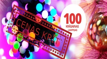 Svētku laiks vairs nav aiz kalniem! Krāsainas rotājumu virtenes ar 100 apaļajām LED lampiņām ar atlaidi!