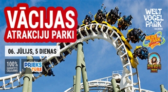 Vācijas atrakciju parki! Piedāvājam daudzveidīgu izvēli - putnu parks, kas bērnos un pieaugušajos rada neviltotu pārsteigumu un sajūsmu, adrenalīna pieplūdums atrakcijā Heideparkā un lauvas Serengeti parkā! Jūs un Jūsu bērni būsiet sajūsmā!