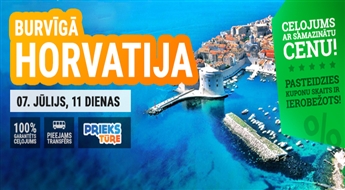 Burvīgā Horvātija! Brīnišķīgs atpūtas brauciens ar autobusu uz Horvātiju ar iespēju apmeklēt Bosniju un Herogovinu! 11 dienas.