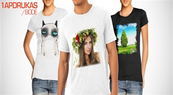 Vīriešu un sieviešu T-krekli ar personalizētu apdruku no 4.99 € no 1Apdrukasbode.lv!