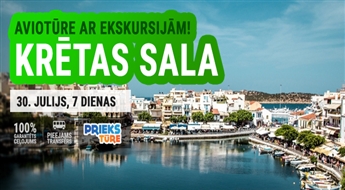 Krētas neparastais skaitums! Ekskursiju aviotūre! Lidojums + viesnīca + transfērs! 7 dienas!