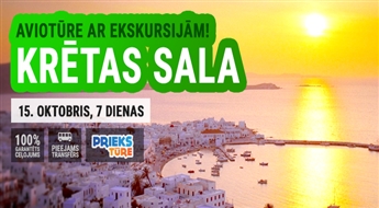 Krētas neparastais skaitums! Ekskursiju aviotūre! Lidojums + viesnīca + transfērs! 7 dienas!
