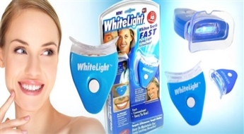 PIEGĀDE VISĀ LATVIJĀ! Žilbinoši balts smaids! Komplekts zobu balināšanai “White Light” tikai par 3.45 Eur!
