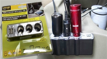 Automašīnas trīsvietīgs sadalītājs ar duālo USB!
