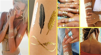Временная татуировка Temporary Metallic Tattoo Gold Silver Black Flash!