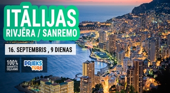 Itālijas rivjēra! Ar iespēju apmeklēt: Vīne, Sanremo, Sanpoldevansa, Nica, Antība, Monako, Milāna, Prāga! 9 dienas!
