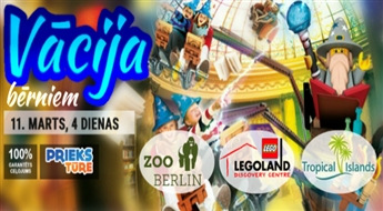 Vācija bērniem - skolēnu brīvlaikā! Izbaudīsiet gan Berlīnes daudzveidību, apmeklēsiet Eiropas bagātāko zoodārzu, varēsiet paspēlēties ar lego klucīšiem, nobaudīsiet vācu alu un desiņas! Un viena diena veltīta Tropu paradīzei! Tropu gaiss,  izklaide, Havaju salu atmosfēra, saunas, burbuļi, balta smilšu pludmale un daudz kas cits Jūs pārsteigs Tropical Island!