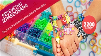 PIEGĀDE VISĀ LATVIJĀ! Komplekts stilīgo Loom Bands ar 2200 gumijām rokassprādžu izgatavošanai!