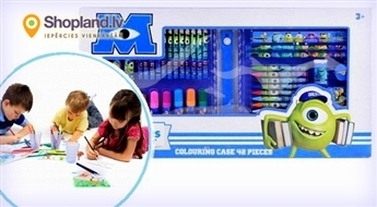 Komplekts - čemodāns radošai nodarbei no 42 Monster University priekšmetiem