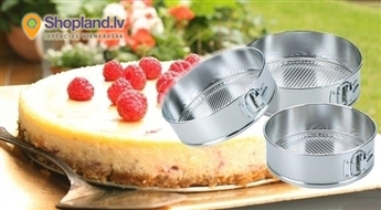 Trīs cepam formas apaļām tortēm no 24cm līdz 28cm diametrā