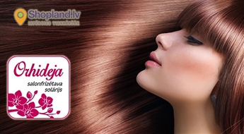 Salons Orhideja: Matu griezums ar progresīvo karsto šķēru atveseļošanas tehnoloģiju + Global Keratin atjaunojošā maska