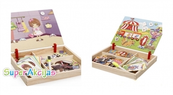 Развивающая деревянная игрушка - двухсторонняя магнитная доска