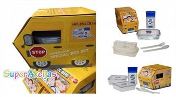 Pusdienu komplekts skolniekiem ar četrpusēju aizslēgšanas sistēmu Lock & Lock Bus Set