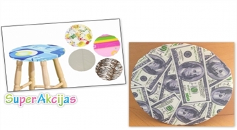 Круглая подушка-чехол для табурета с дизайном 100$ купюры
