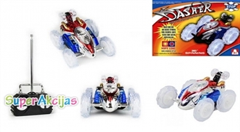 Supertrikiem! DASHER radiovadāmais rotaļu auto ar LED gaismām un pulti