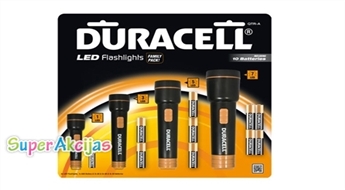 Комплект карманных LED фонариков Duracell (4 шт. + батарейки)