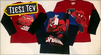 Bērnu maika/krekls ar Cars vai Spiderman ilustrācijām