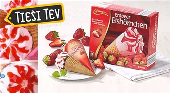 Grandessa zemeņu saldējums vafeļu konusā ar zemeņu mērci 6x120ml