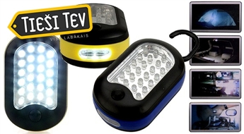 Lukturītis ar 27 LED gaismas diodēm, magnētu un āķīti stiprināšanai pie sienas vai citām virsmām