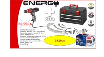 Skil 6222 Energy skrūvgrieznis – urbjmašīna ar 220V barošanu. Komplektācijā ar piederumiem!