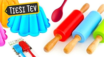 кухонные предметы: скалки для теста, бамбуковые или силиконовые приборы, форма для выпечки
