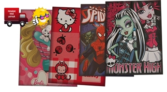 Filmu un animāciju filmu varoņu pledi (Barbie, Spiderman, Hello Kitty un Monster High)