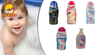 Bērnu šampūni-dušas želejas Hello Kitty vai Batman jautrām mazgāšanās reizēm!