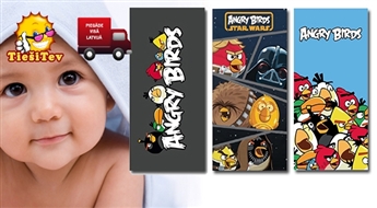Mīksti un pūkaini frotē dvieļi ar Angry Birds un citiem multfilmu varoņiem