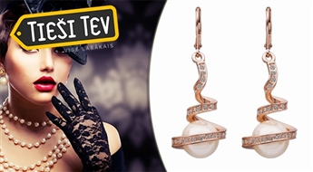 Eleganti un mirdzoši auskari ar perlēm un SWAROVSKI Elements kristāliem