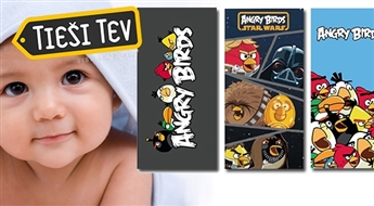 Mīksti un pūkaini frotē dvieļi ar Angry Birds un citiem multfilmu varoņiem