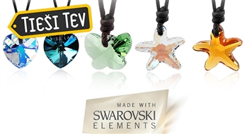 Mirdzošs Swarovski Elements kristālu kuloniņš zīda aukliņā